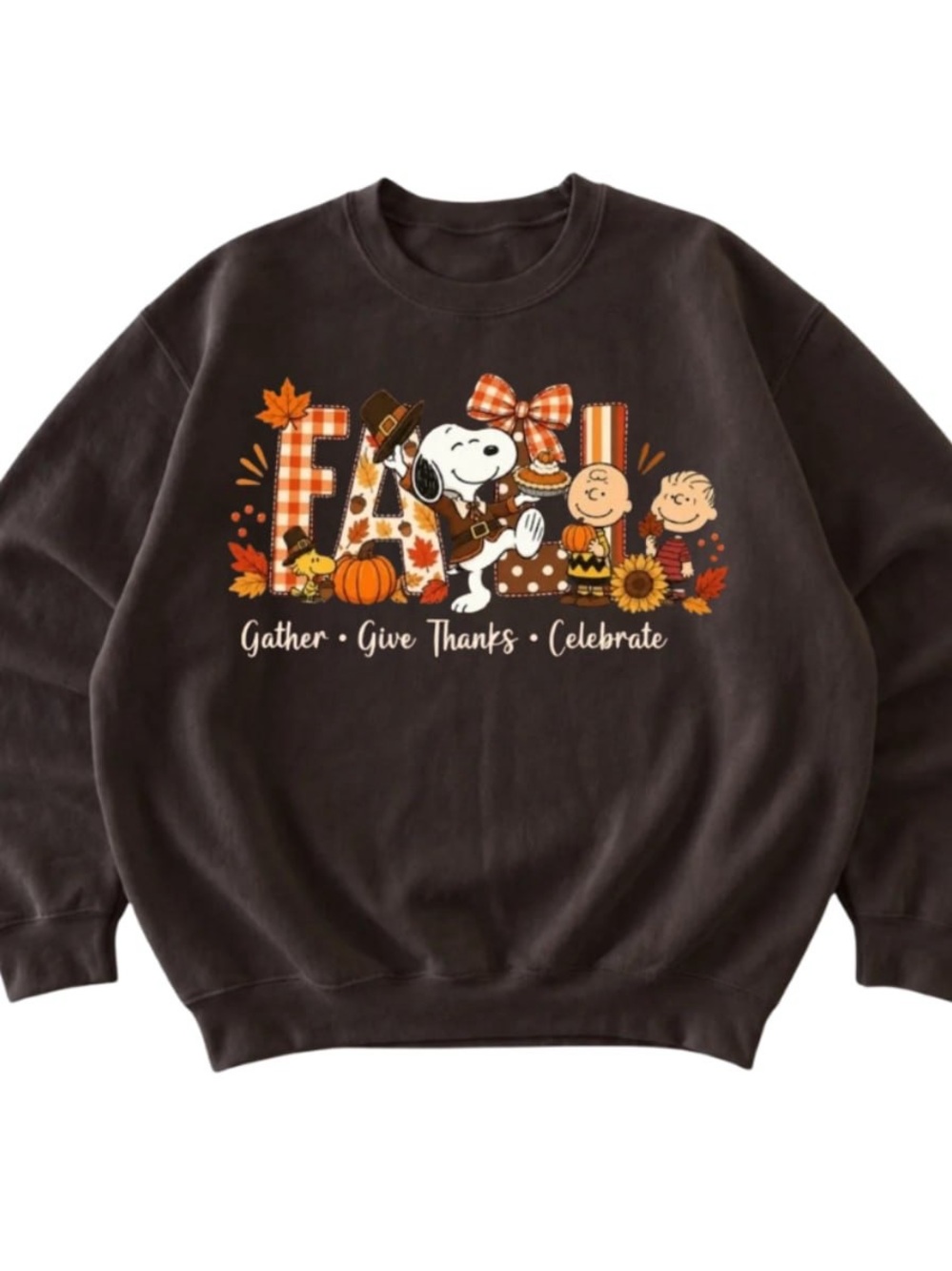 Dark Brown 'FALL' Peanuts Graphic Crewneck Sweatshirt